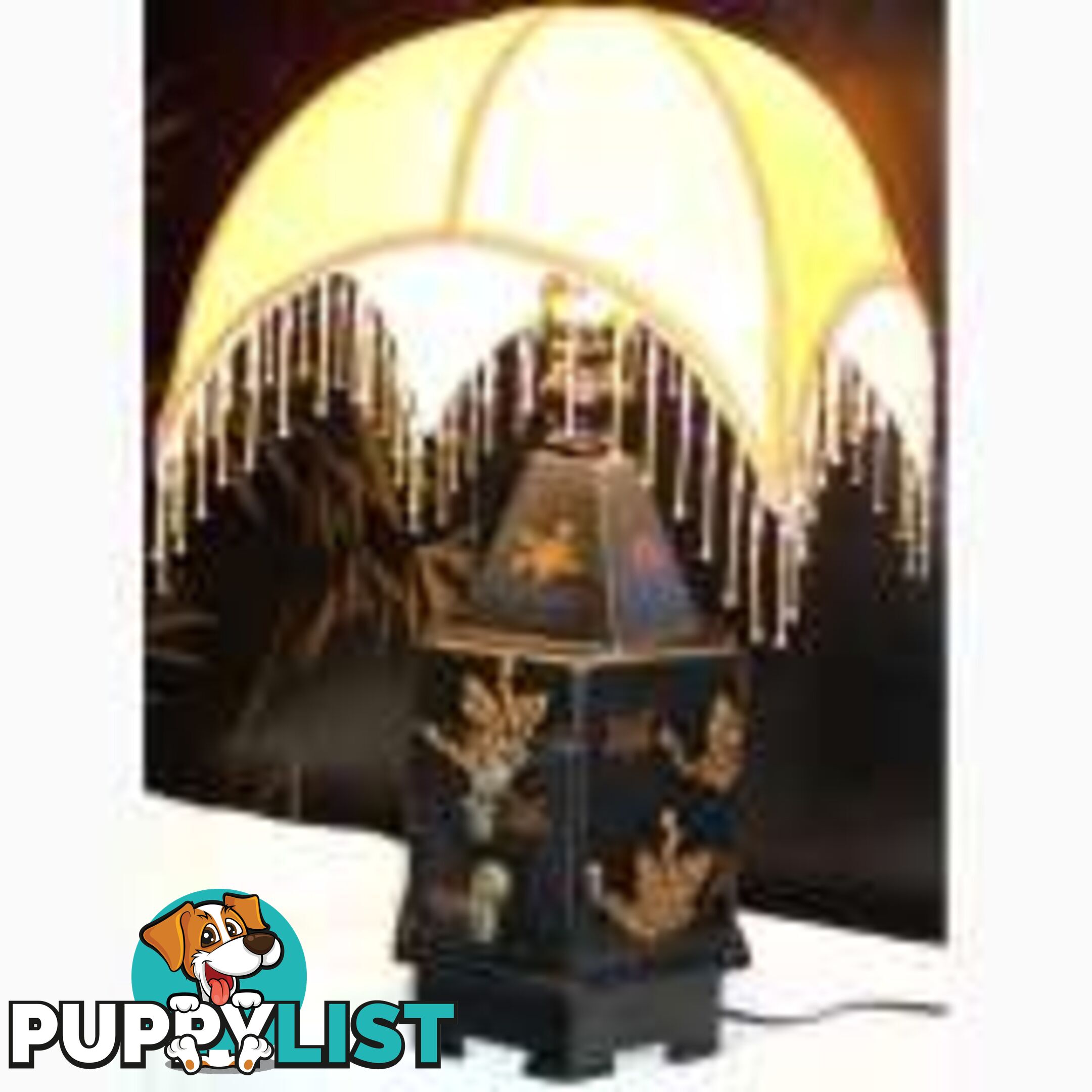 Black Oriental Chinese Lamp Butterfly Painting