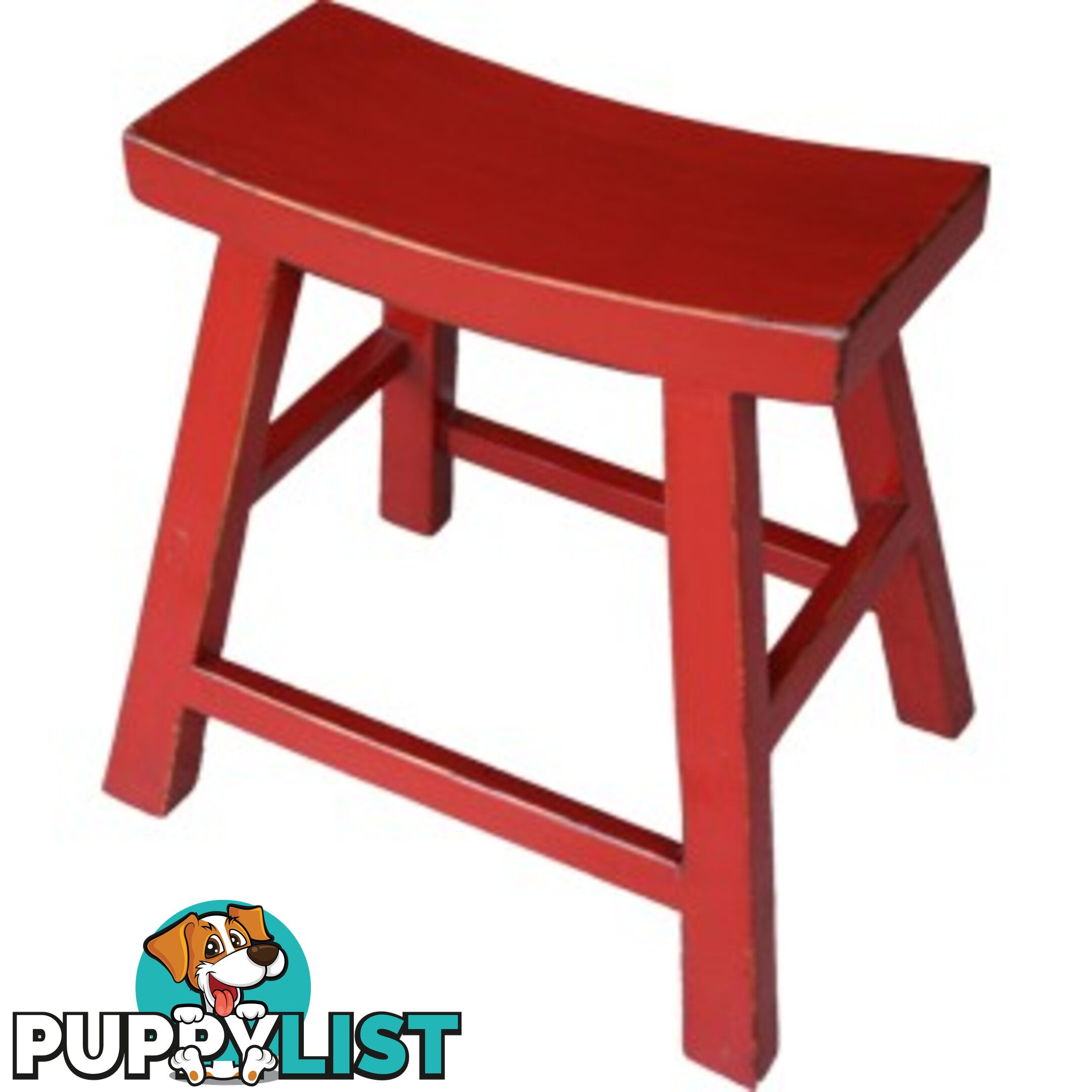 Red Country Style Oriental Farmer Stool