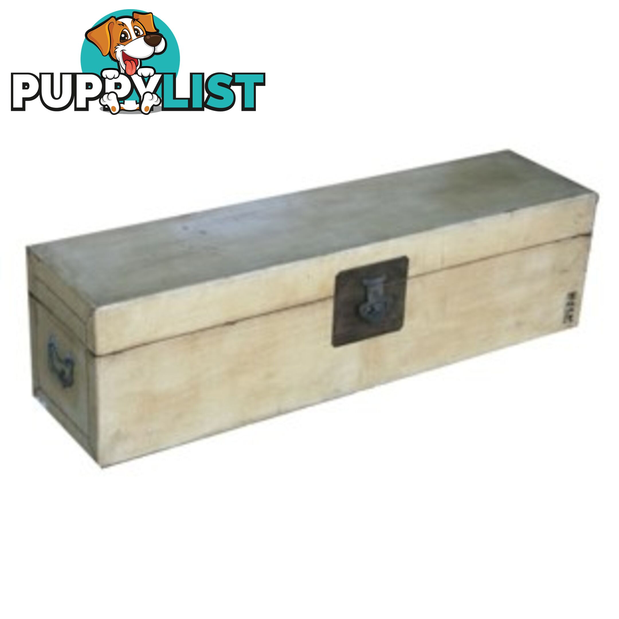 Beige Wide Leather Chest Trunk