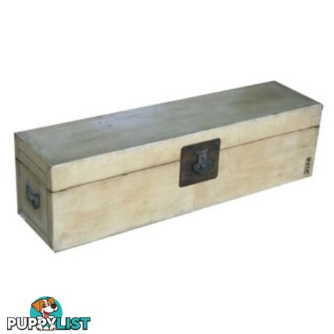 Beige Wide Leather Chest Trunk