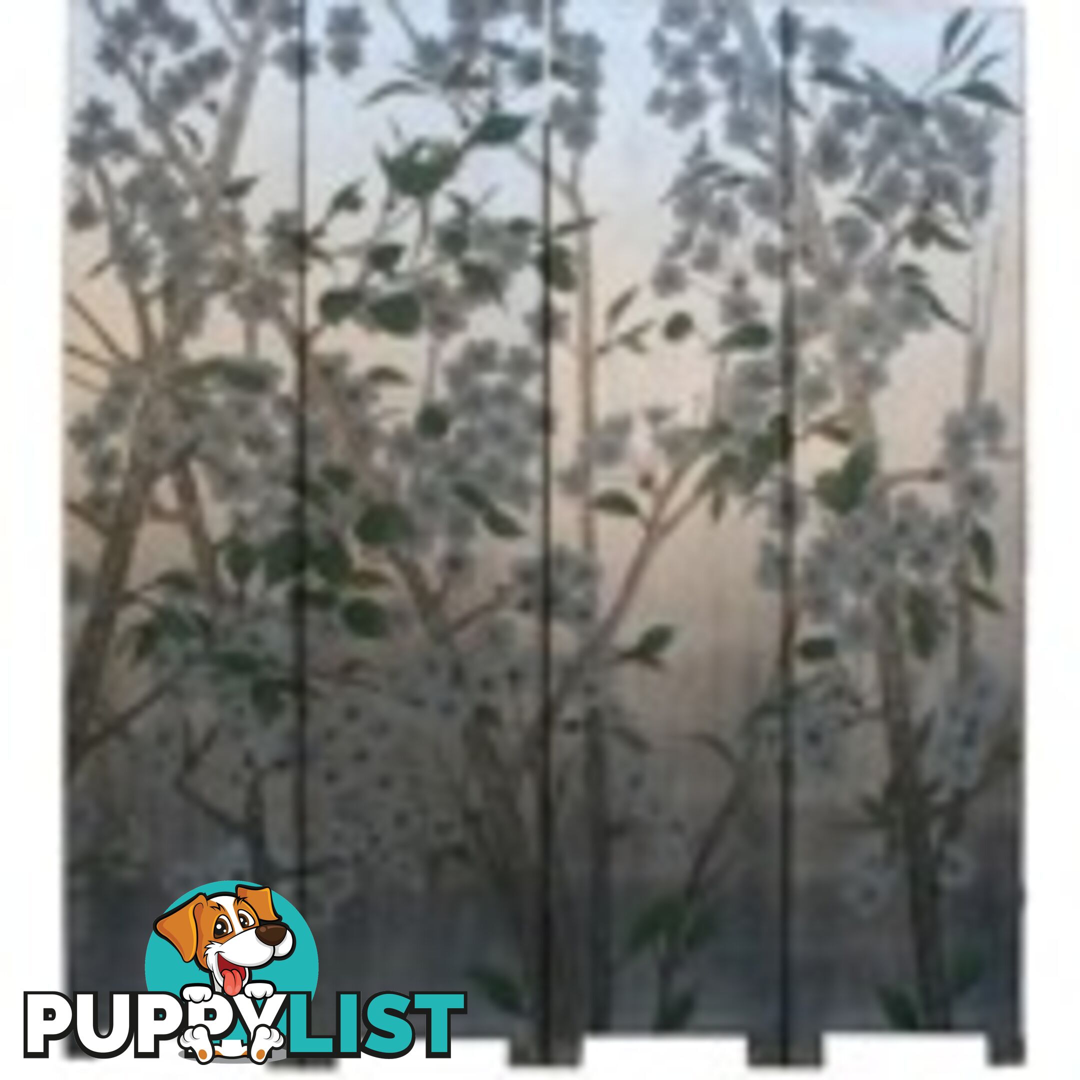 Wild Flower Fold Room Divider Screen -Silver Leaf Background