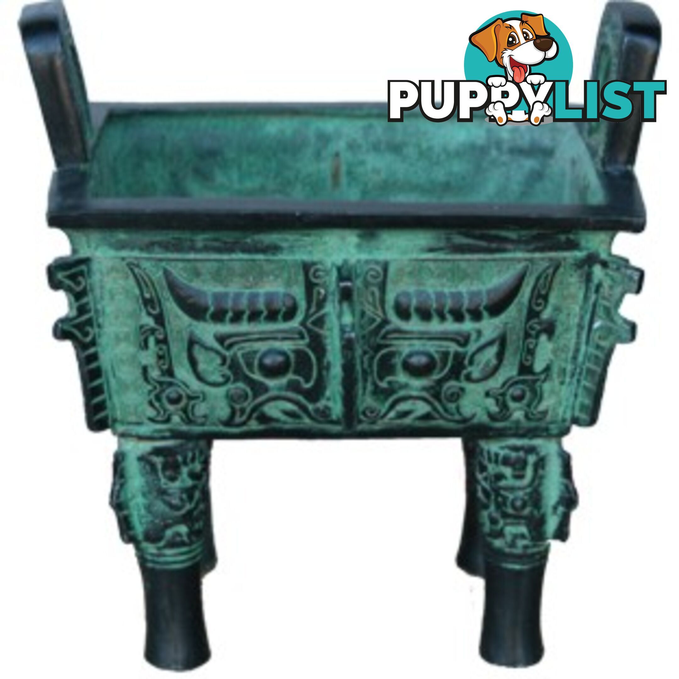 19cm Chinese Ancient Bronze Incense Burner Gluttonous Pattern