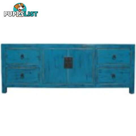 Blue Lacquered Low Sideboard