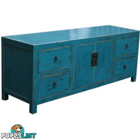 Blue Lacquered Low Sideboard