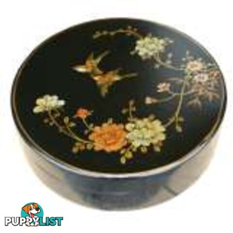 Large Black Round Flower Painted Decoration Box