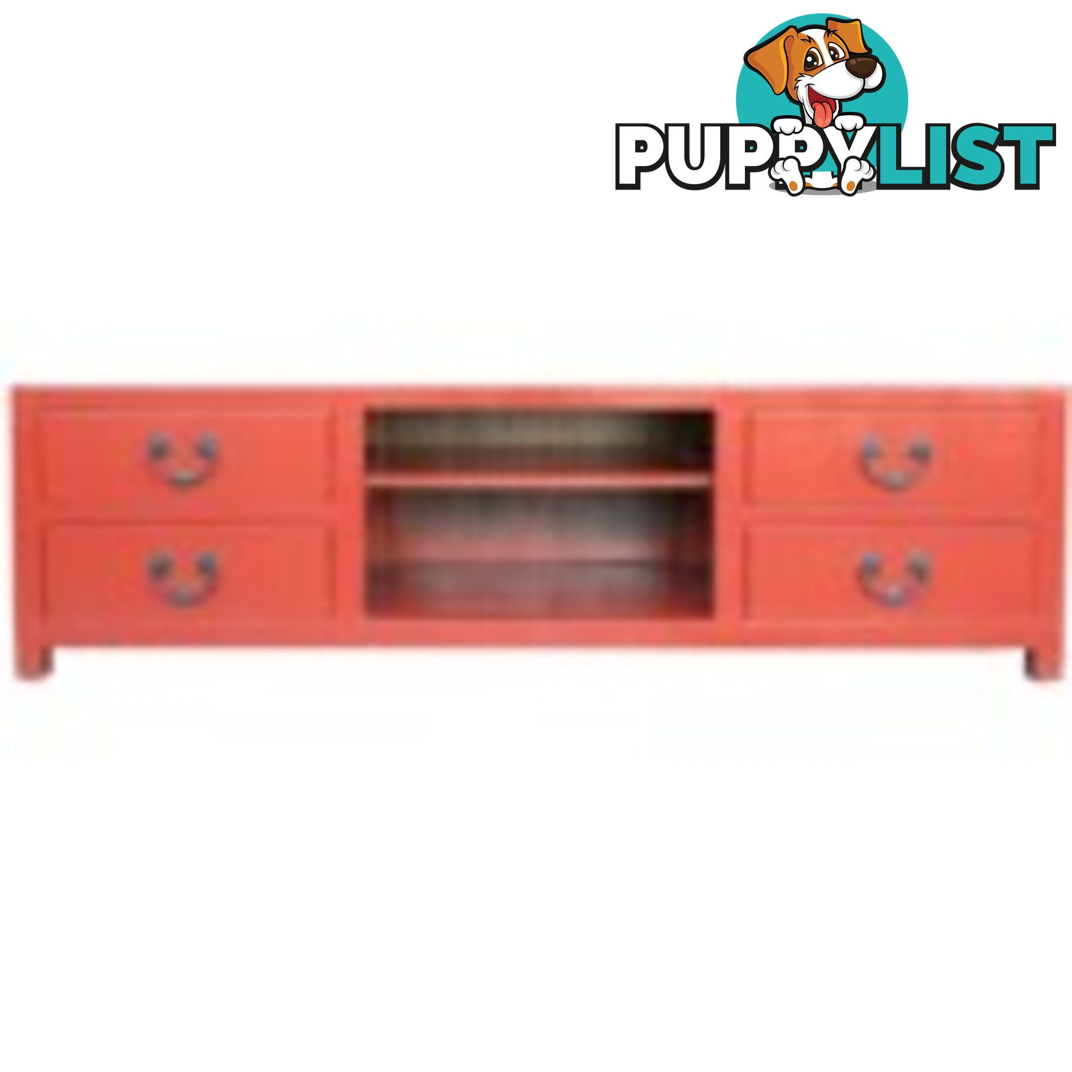 Red Low Chinese Sideboard TV Unit