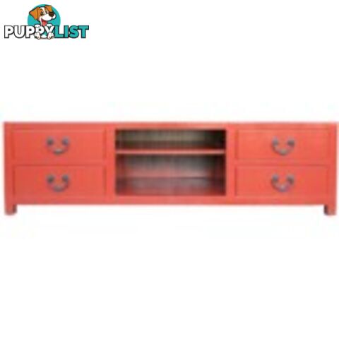 Red Low Chinese Sideboard TV Unit