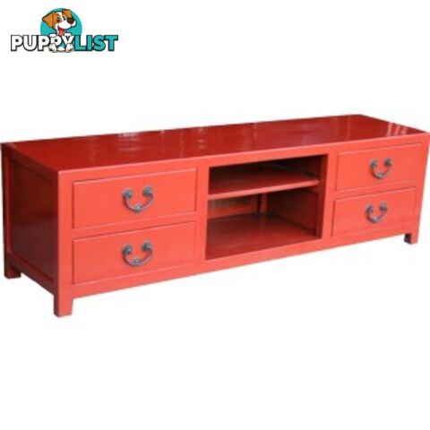 Red Low Chinese Sideboard TV Unit