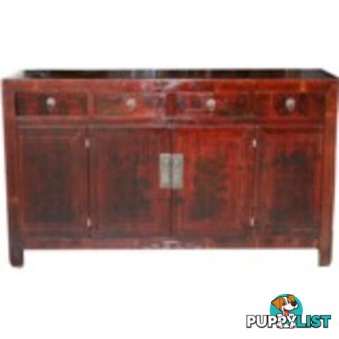 Red Manchurian Painted Chinese Sideboard