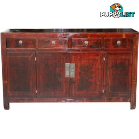 Red Manchurian Painted Chinese Sideboard