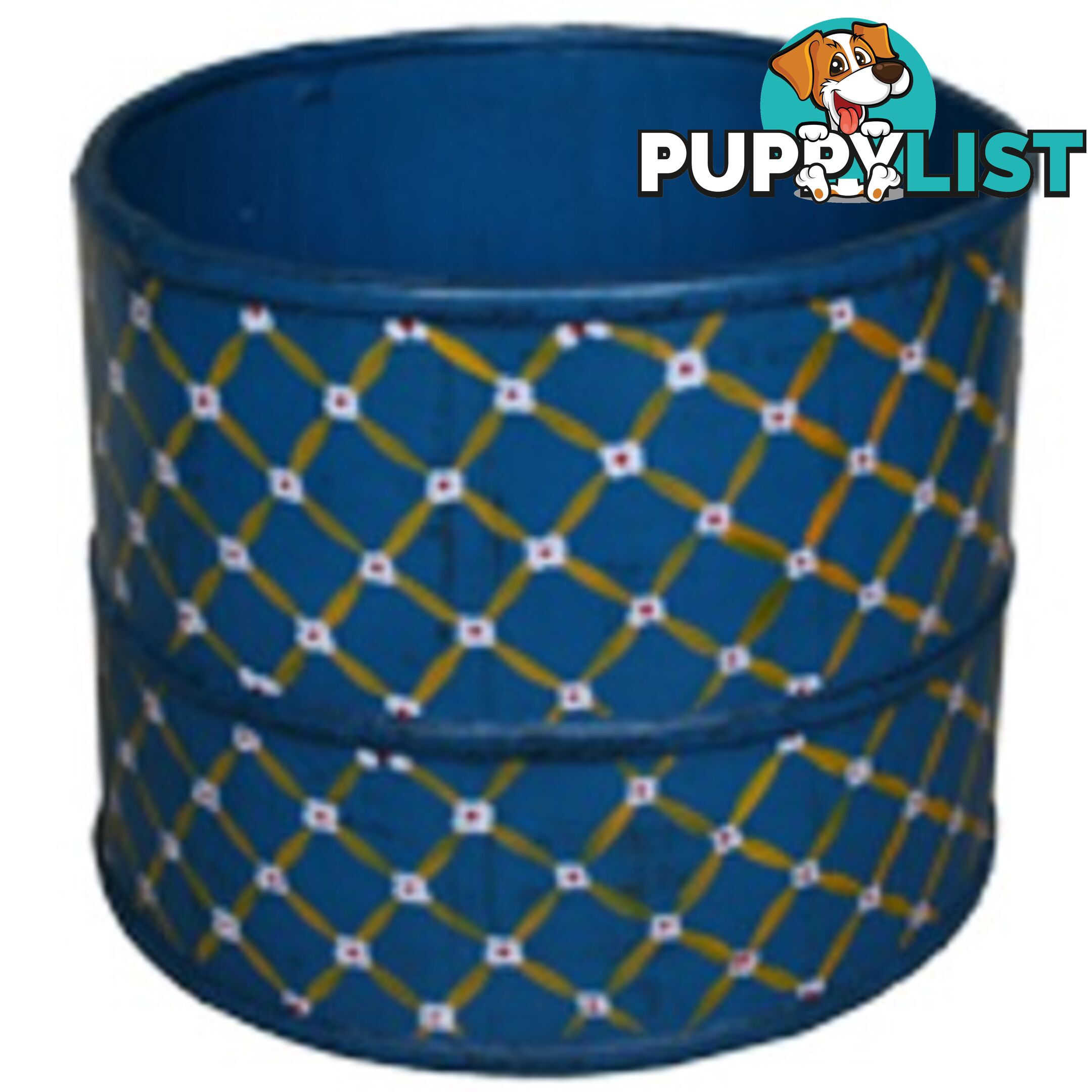 Blue Chinese Wood Bucket with Decoration Painting