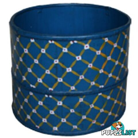 Blue Chinese Wood Bucket with Decoration Painting