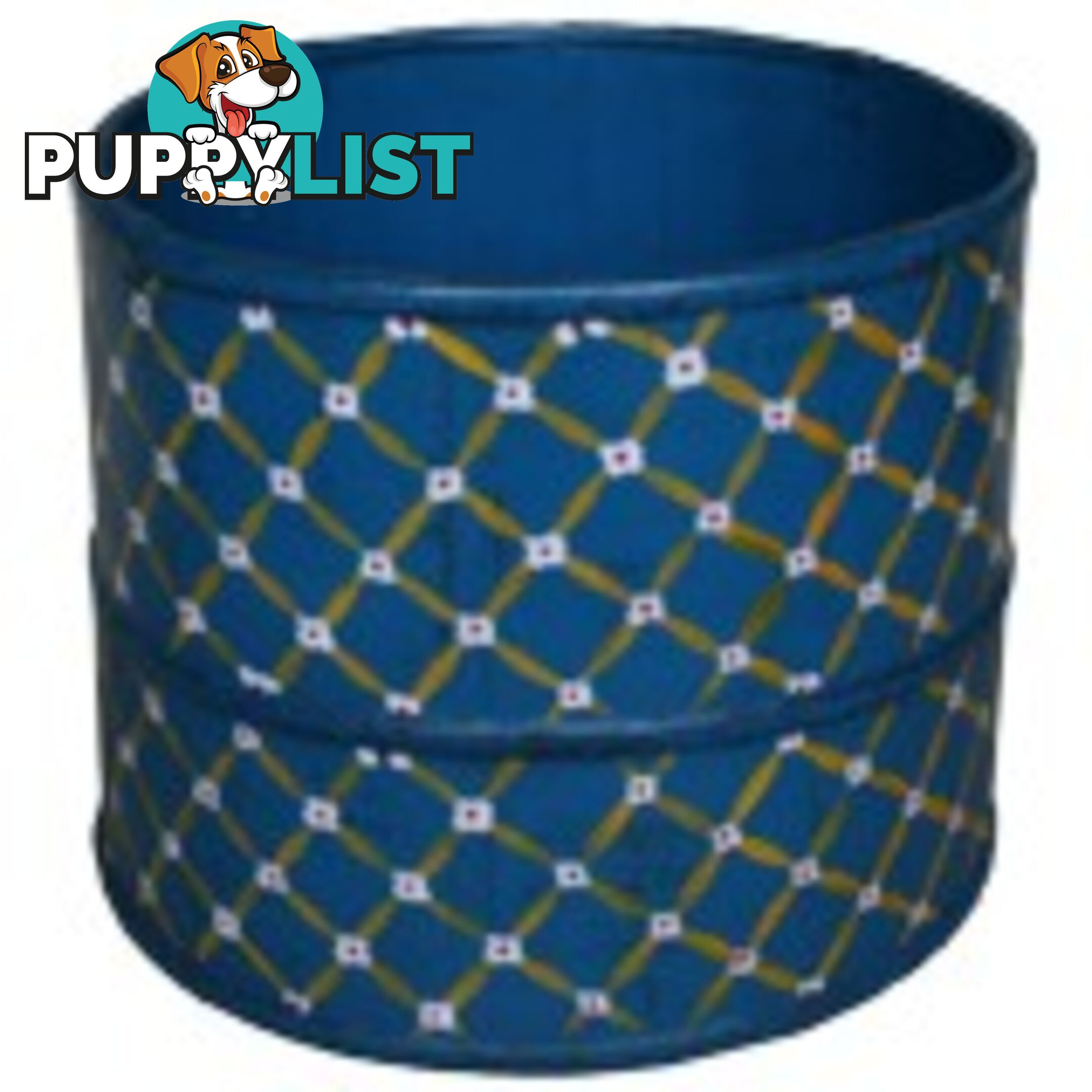 Blue Chinese Wood Bucket with Decoration Painting