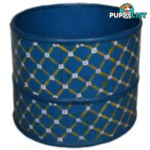 Blue Chinese Wood Bucket with Decoration Painting