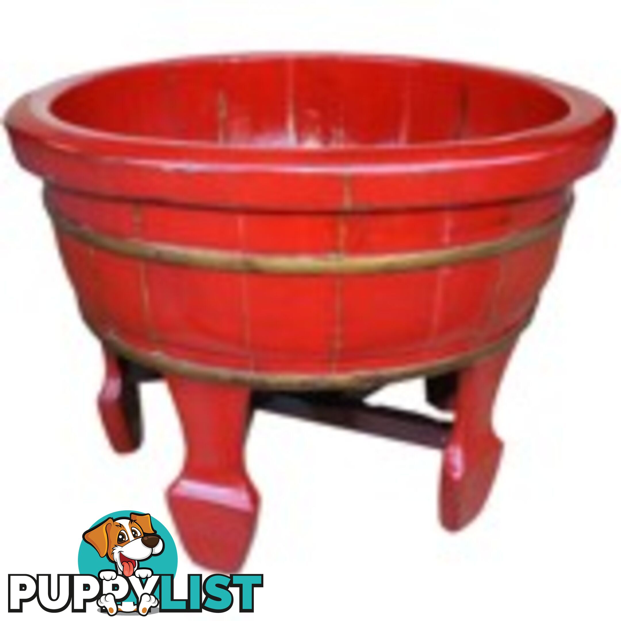 Red Chinese Wood Basin with Stand