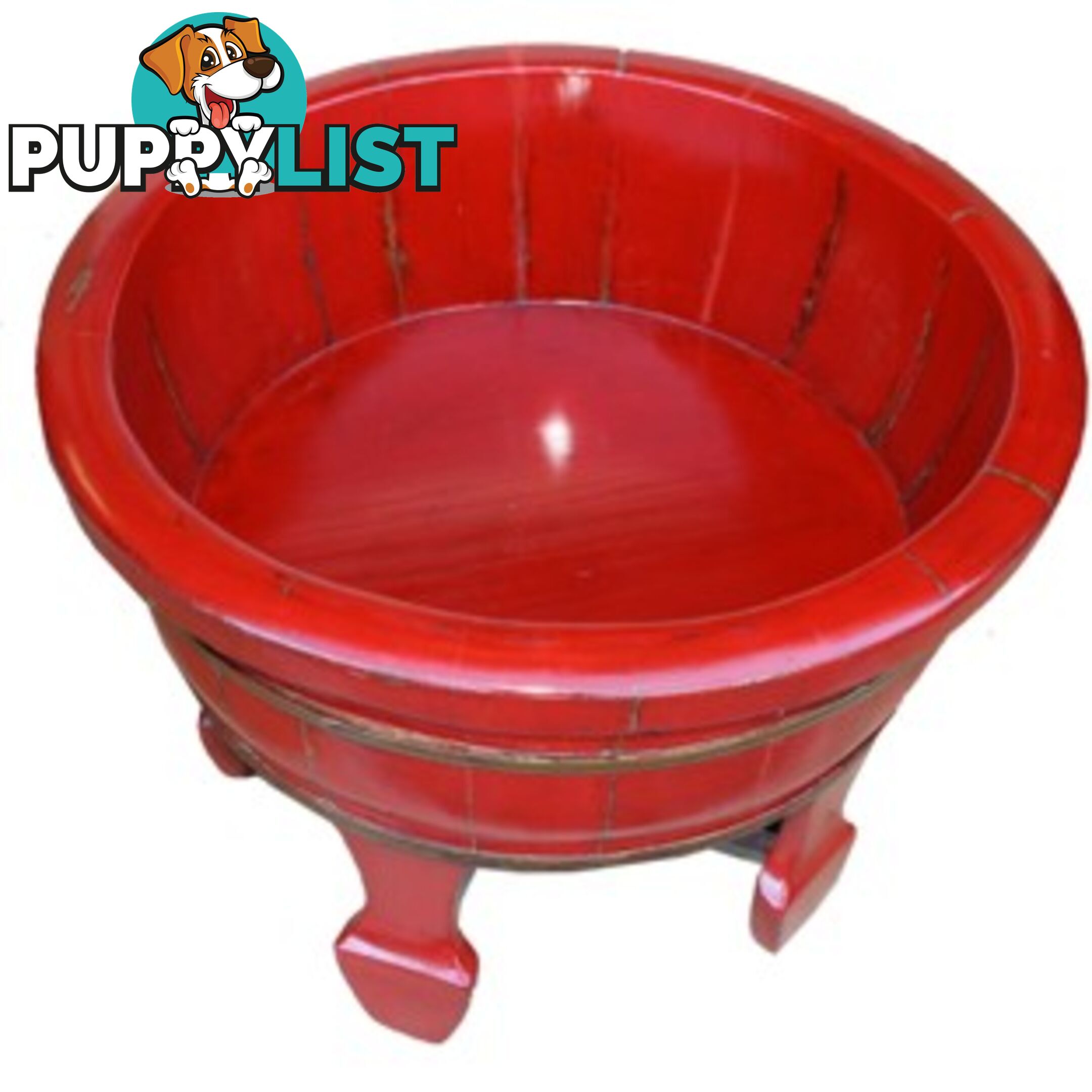 Red Chinese Wood Basin with Stand