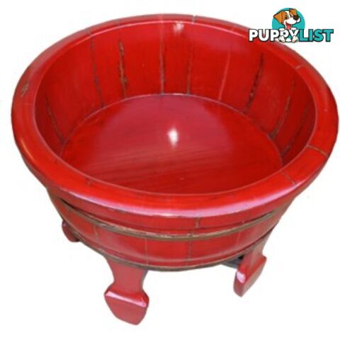 Red Chinese Wood Basin with Stand