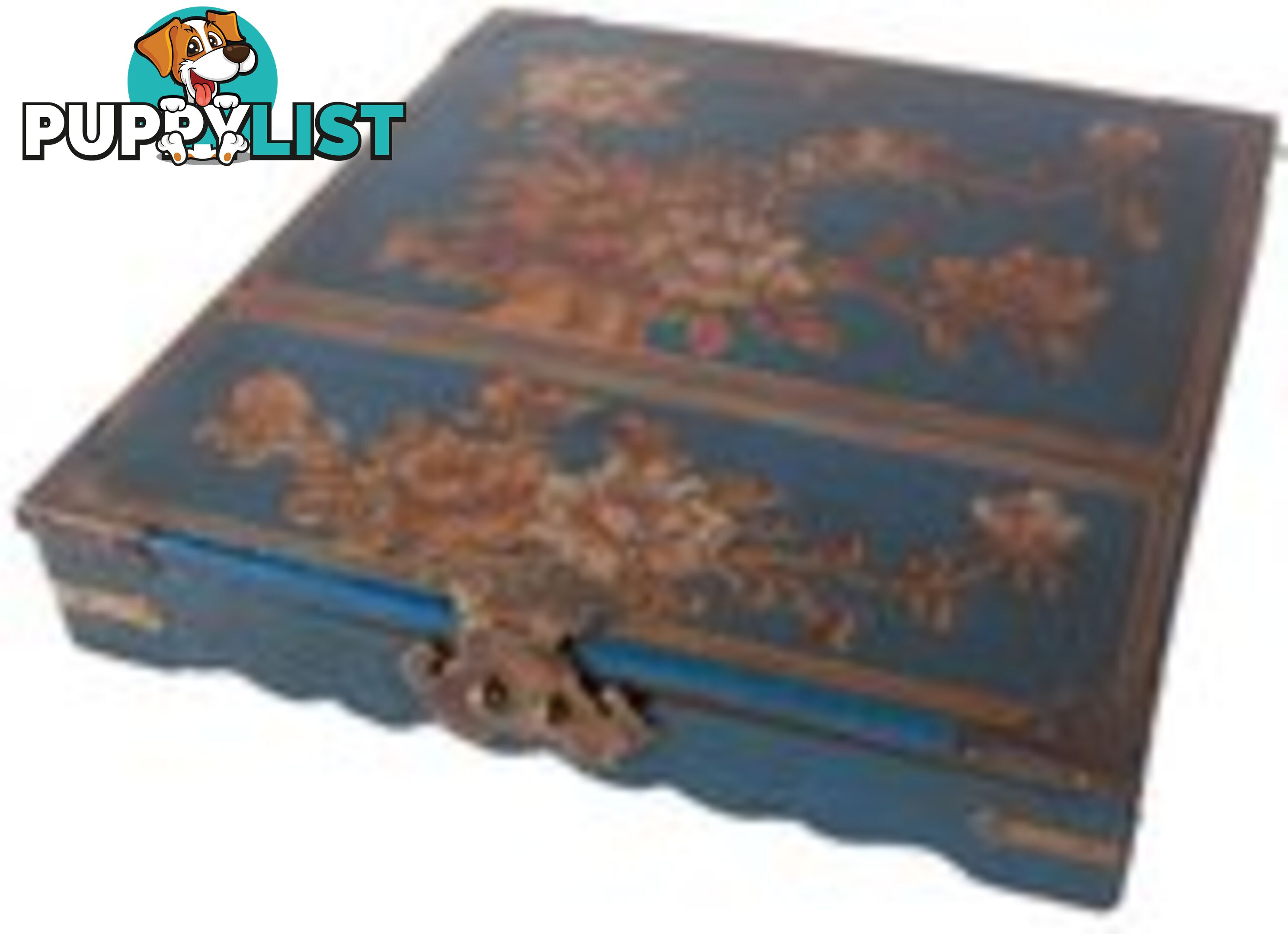 Blue Chinese Painted Mirror Box