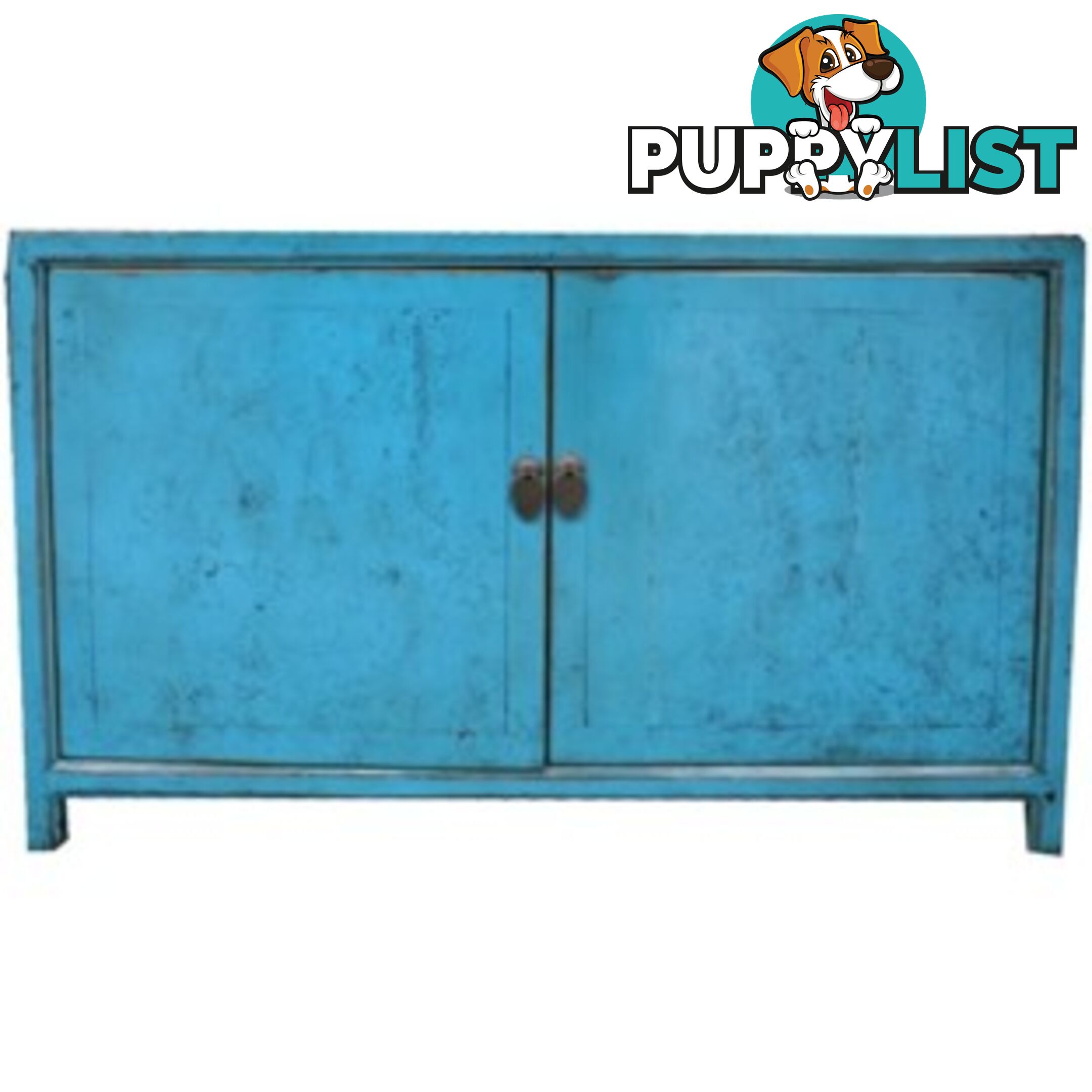 Blue Chinese Sideboard with Hidden Drawers