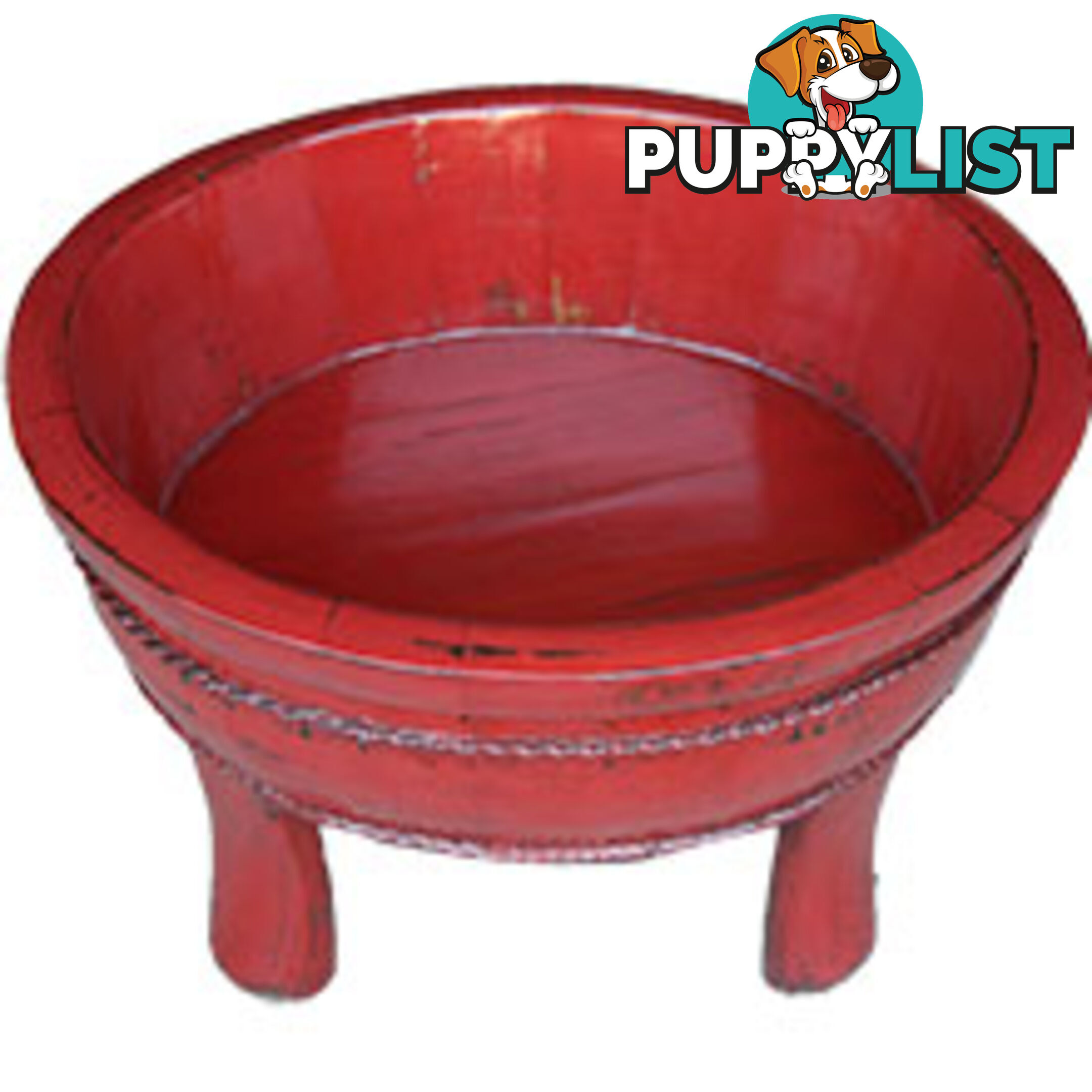 Chinese Red Lacquer Wood Water Basin with Stands