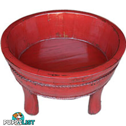 Chinese Red Lacquer Wood Water Basin with Stands