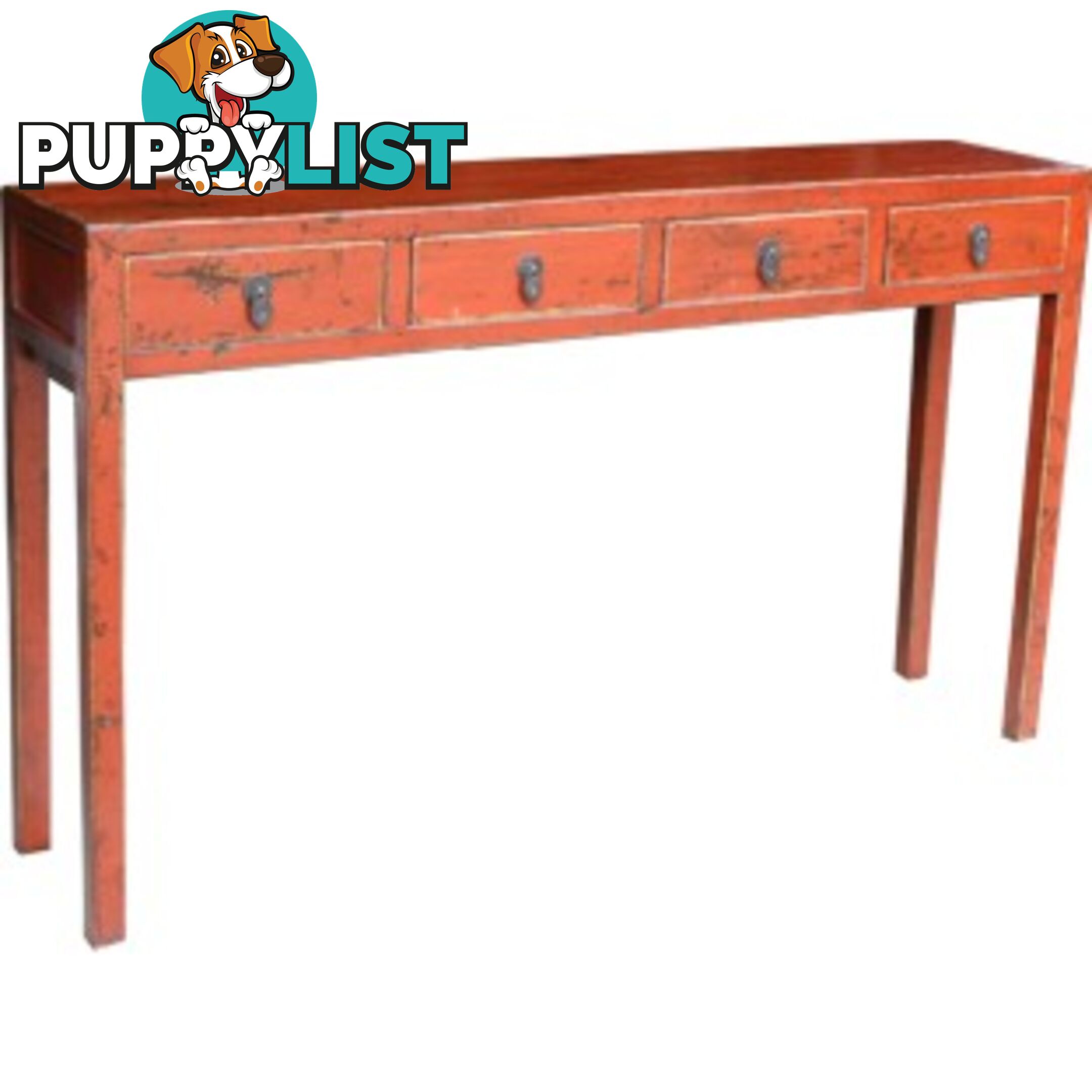 Chinese Original Maroon 4-Drawer Hallway Table