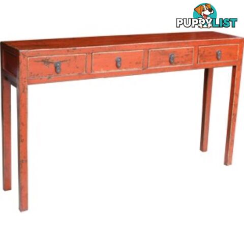 Chinese Original Maroon 4-Drawer Hallway Table