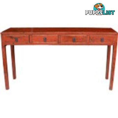 Chinese Original Maroon 4-Drawer Hallway Table