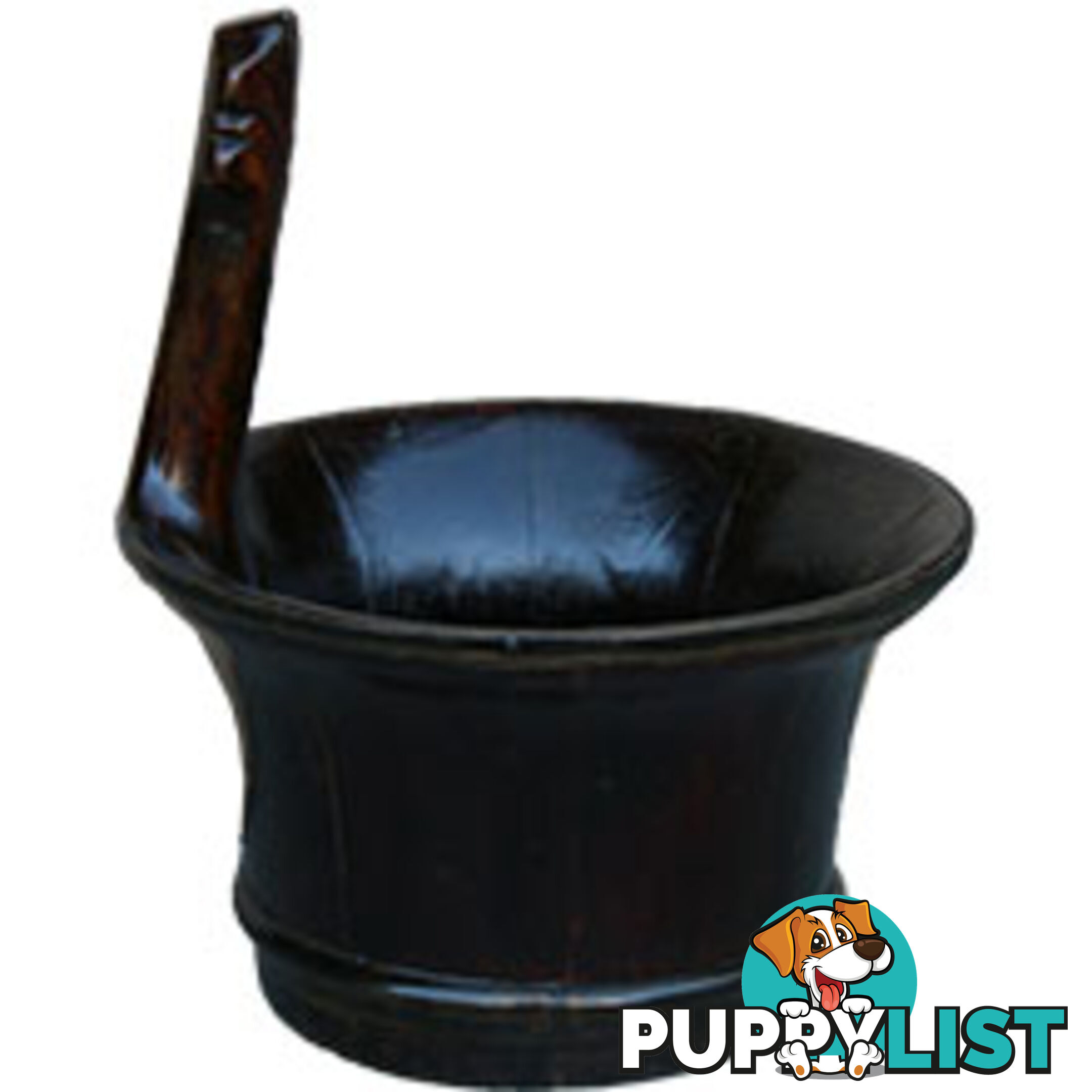 Brown Wood Water Bucket with Handle