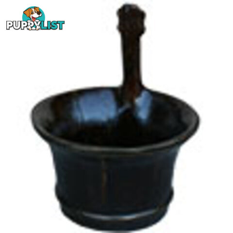 Brown Wood Water Bucket with Handle