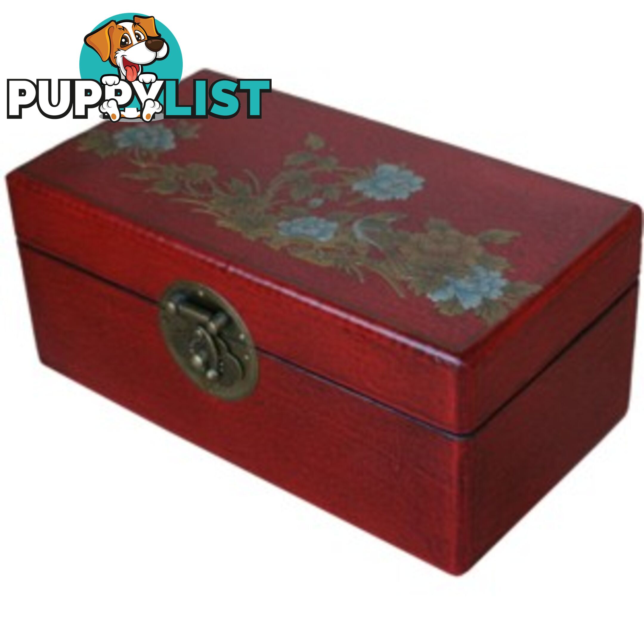 Red Flower Painted Chinese Decoration Box