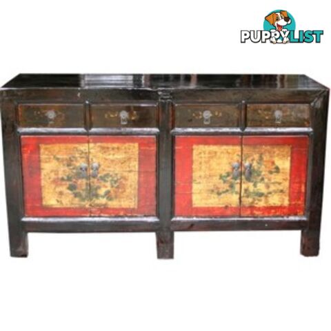 Chinese Antique Mongolian Painted Sideboard Buffet