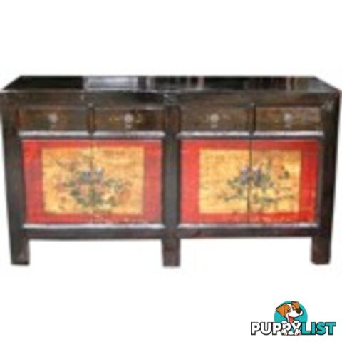 Chinese Antique Mongolian Painted Sideboard Buffet