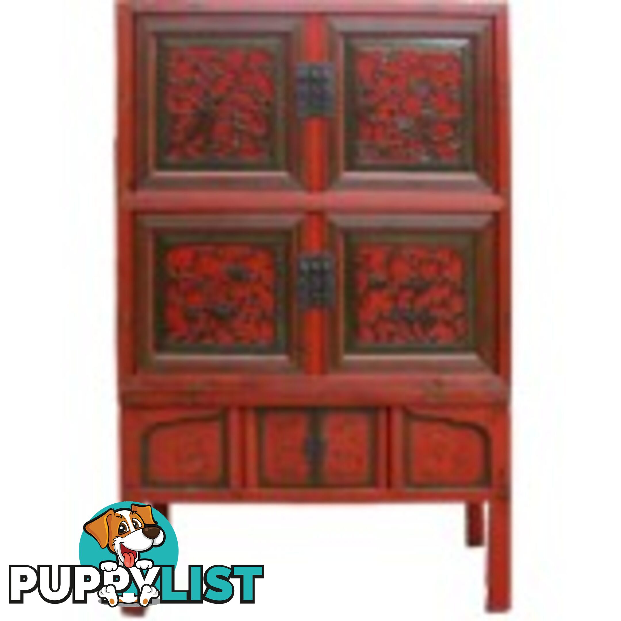 Large Original Red Chinese Wedding Cabinet