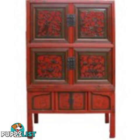 Large Original Red Chinese Wedding Cabinet