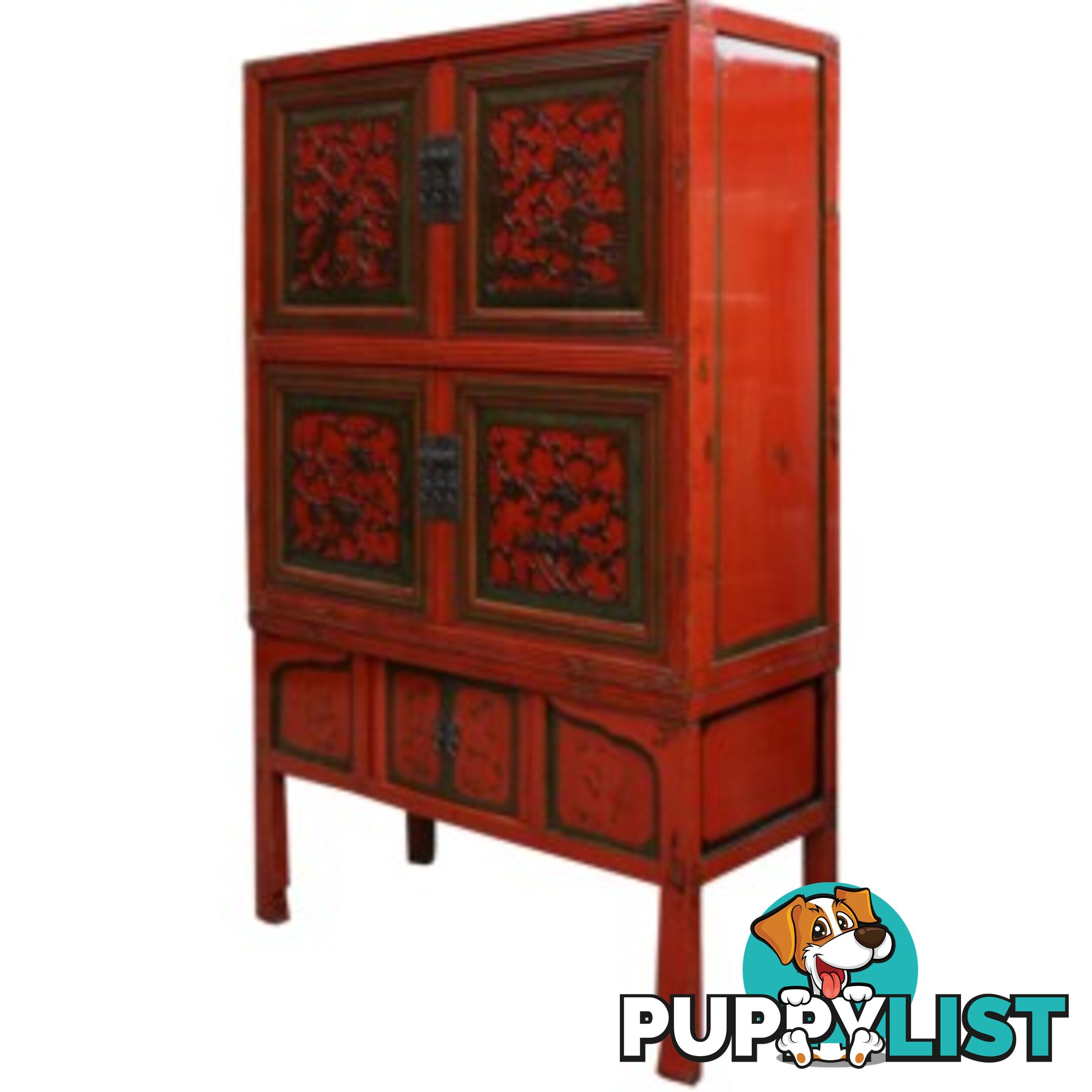 Large Original Red Chinese Wedding Cabinet