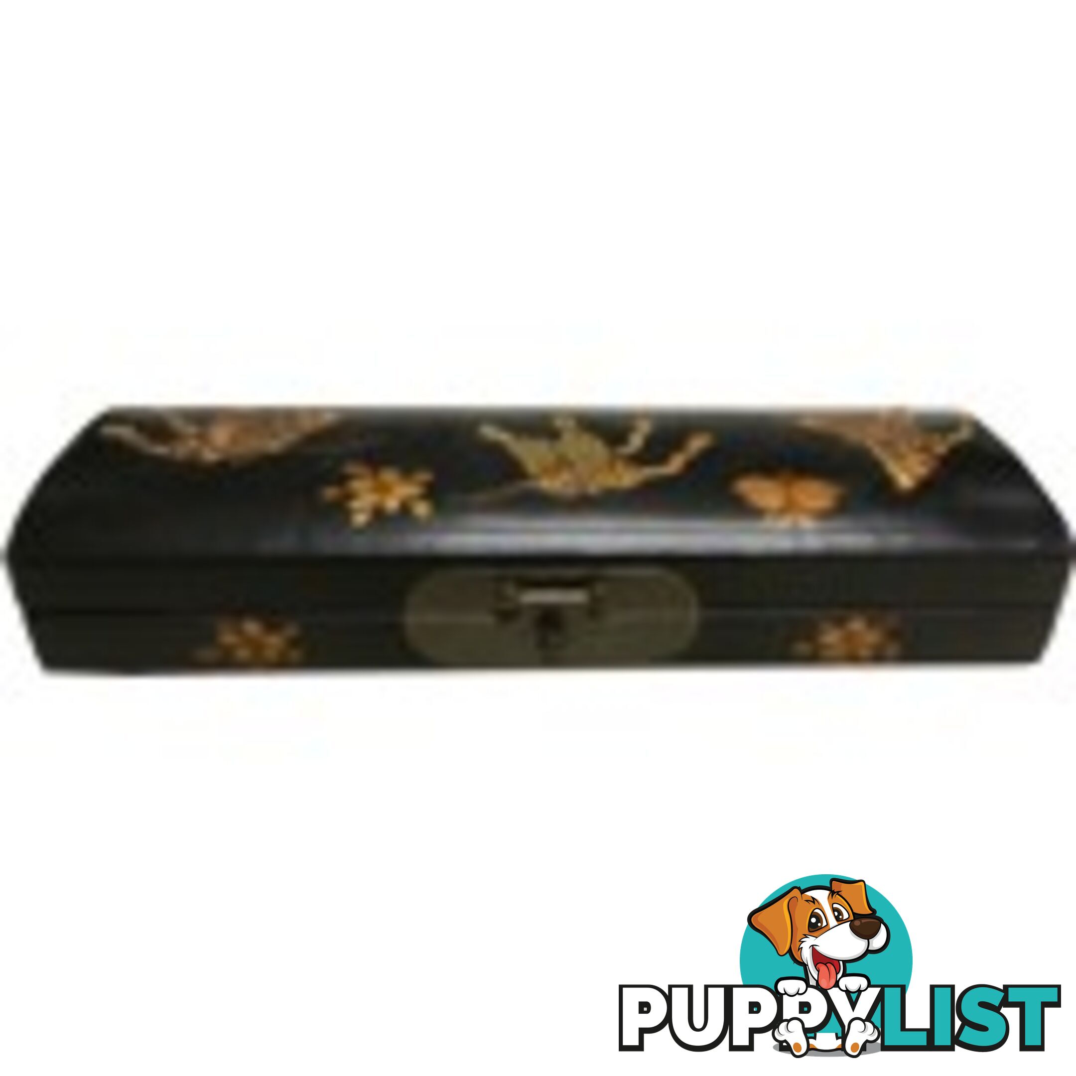 Black Oriental Embossed Butterfly Pencil Case