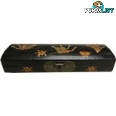 Black Oriental Embossed Butterfly Pencil Case