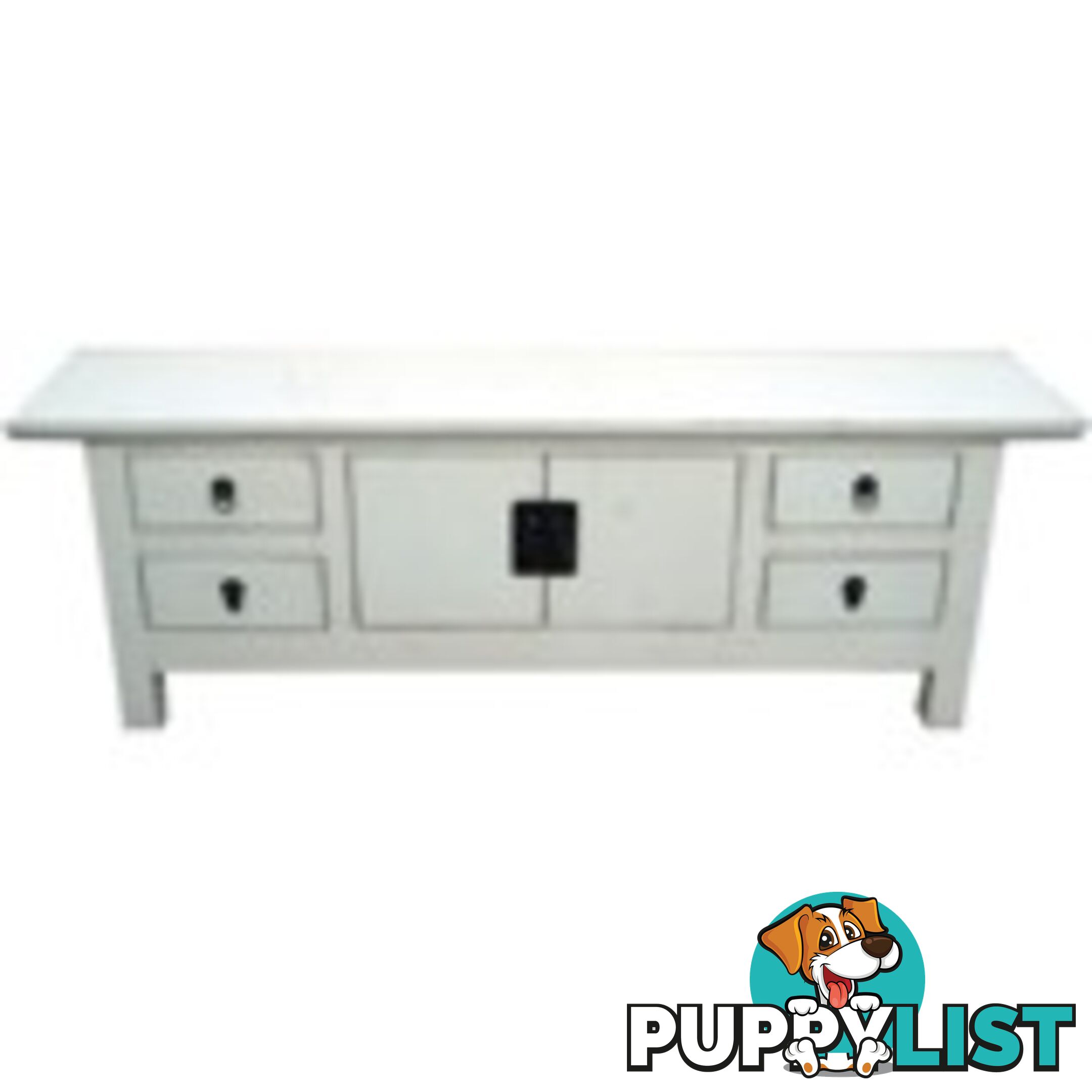 White Lacquer Oriental Low Sideboard TV Unit