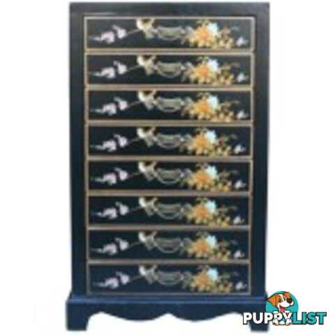 Black Chinese Eight Drawers Painted Filing Cabinet