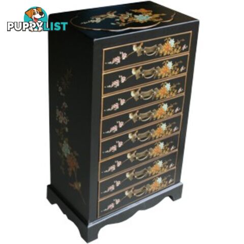 Black Chinese Eight Drawers Painted Filing Cabinet