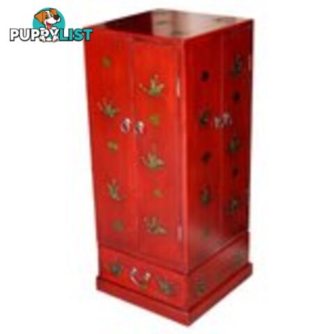 Red Butterflies Painted Rotating CD/DVD Tower