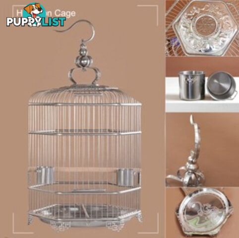 Stainless Steel Bird Cage Hexagon 36 cm