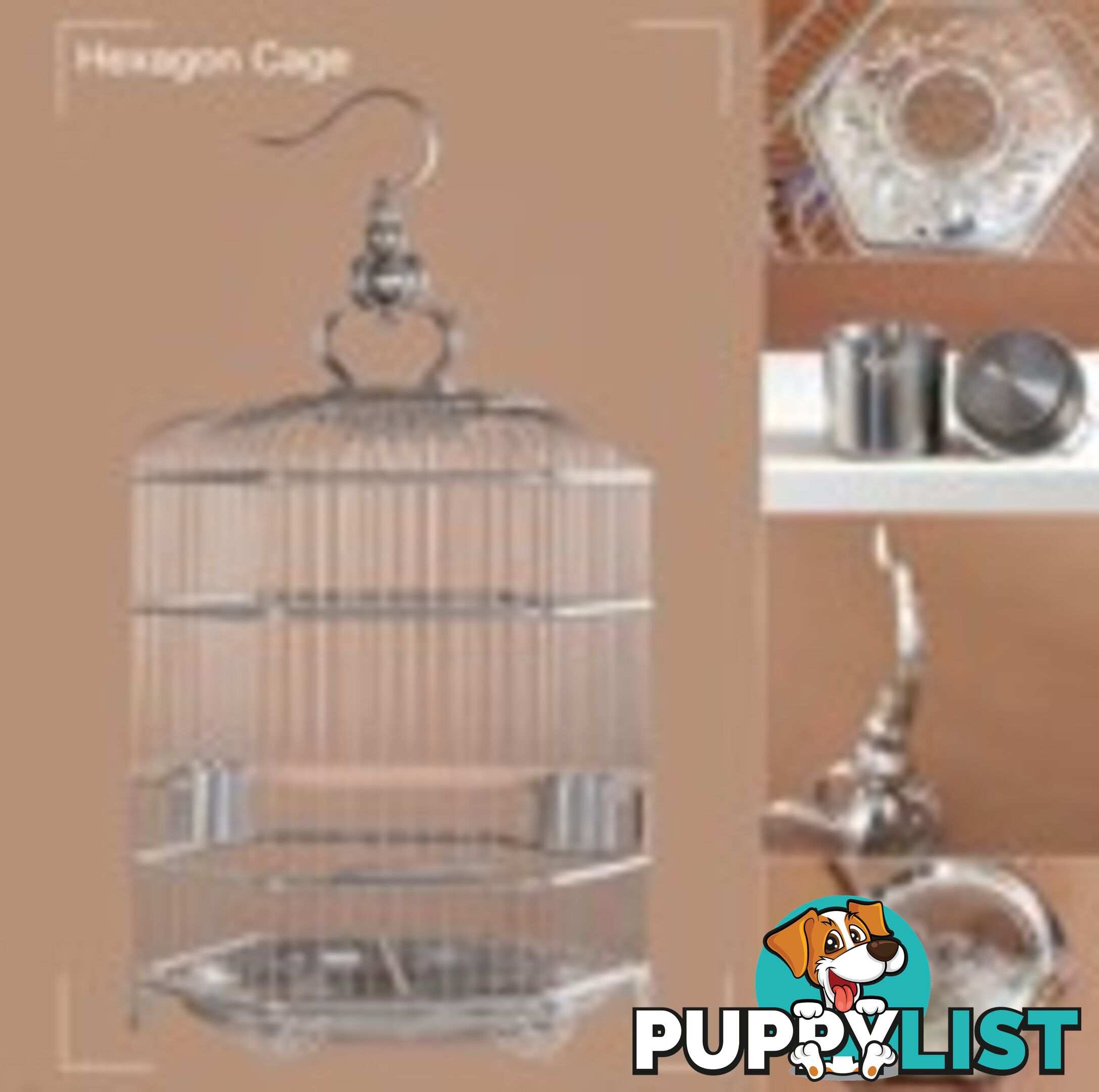 Stainless Steel Bird Cage Hexagon 36 cm