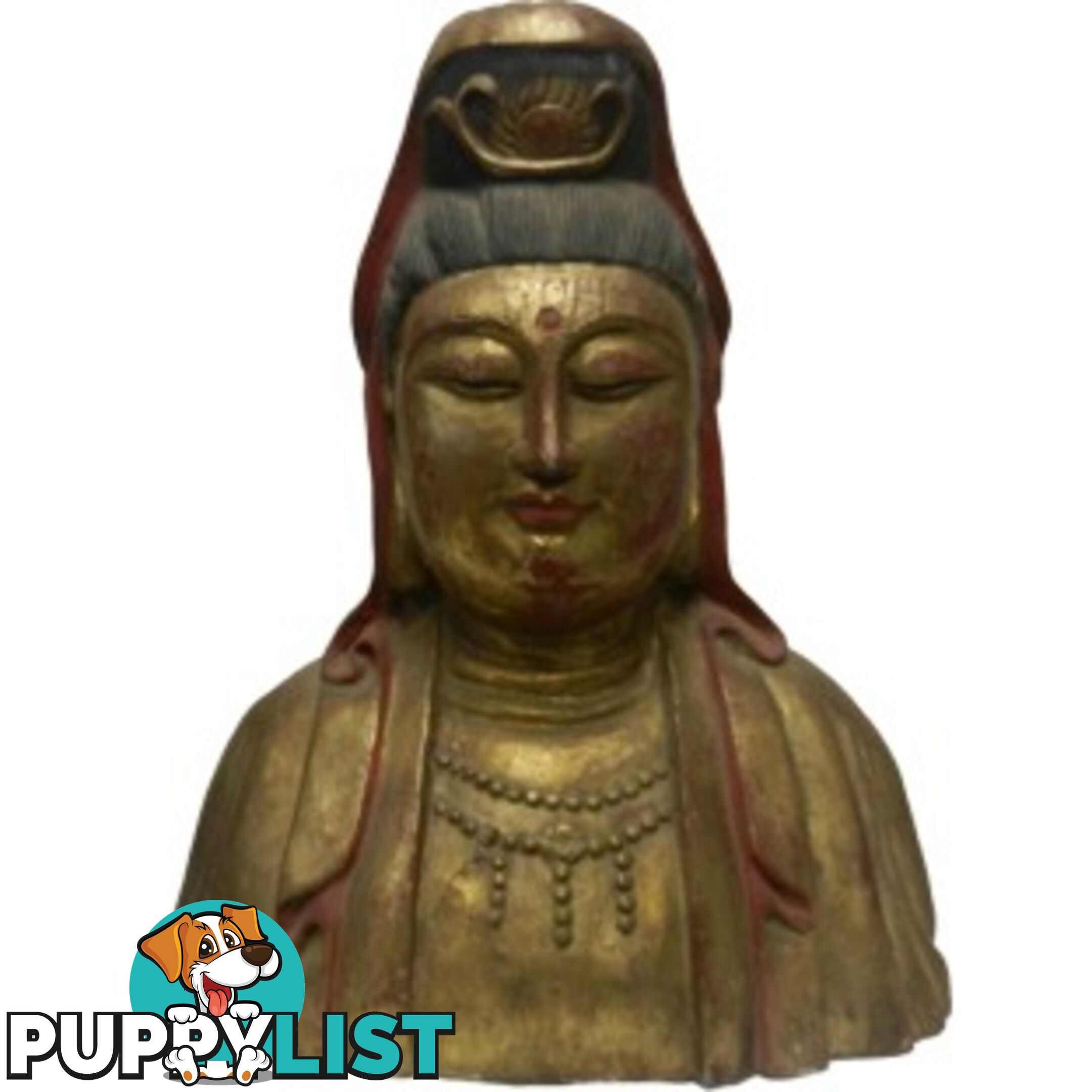 Wooden Gilted Guan Yin Statue - God of Mercy