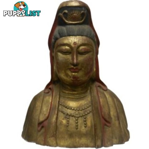 Wooden Gilted Guan Yin Statue - God of Mercy