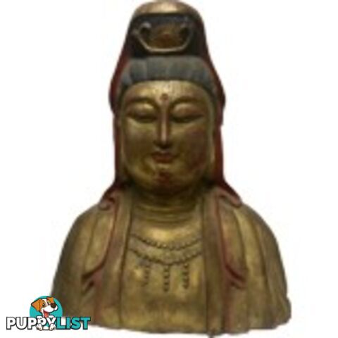 Wooden Gilted Guan Yin Statue - God of Mercy