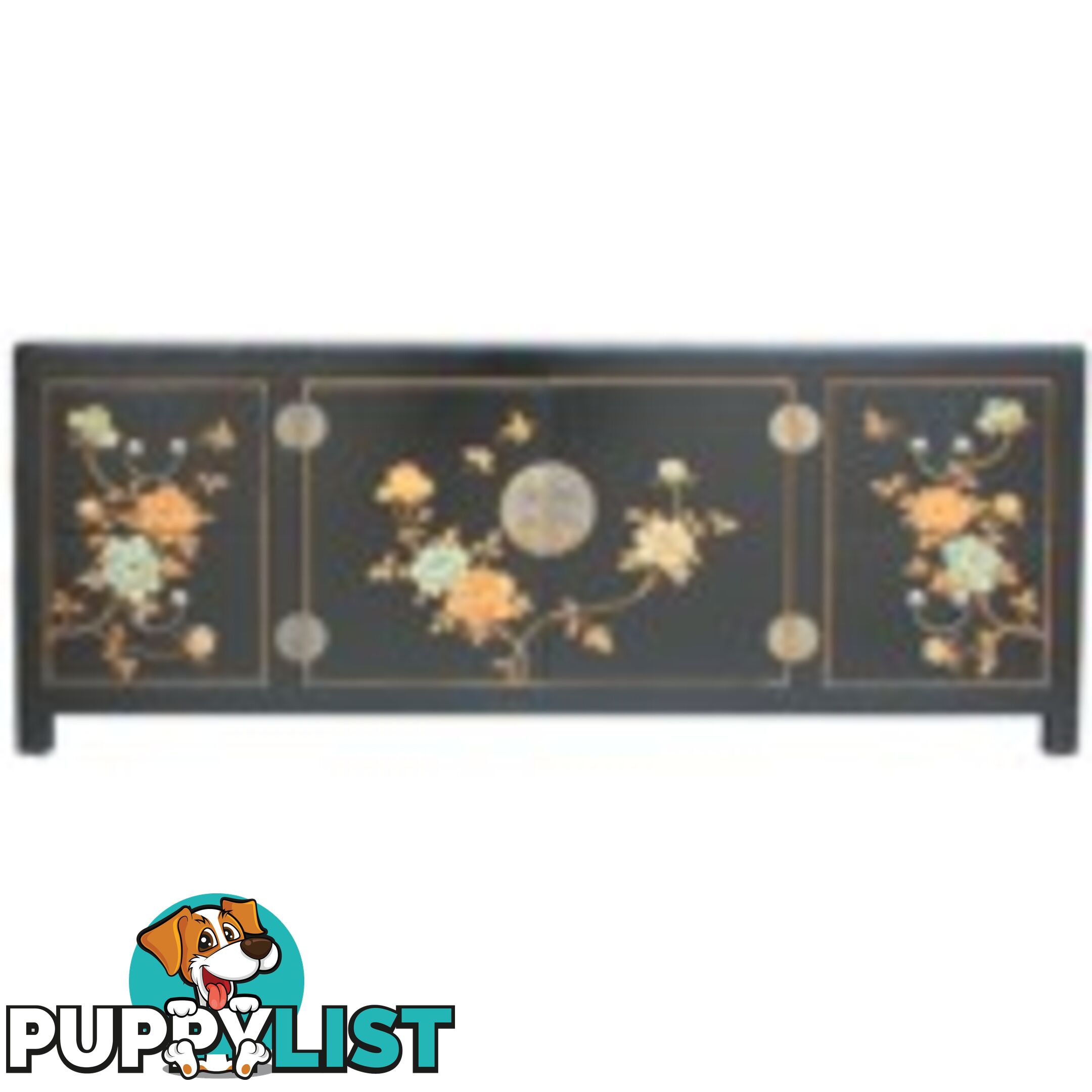 Black Painted Low Oriental TV Buffet