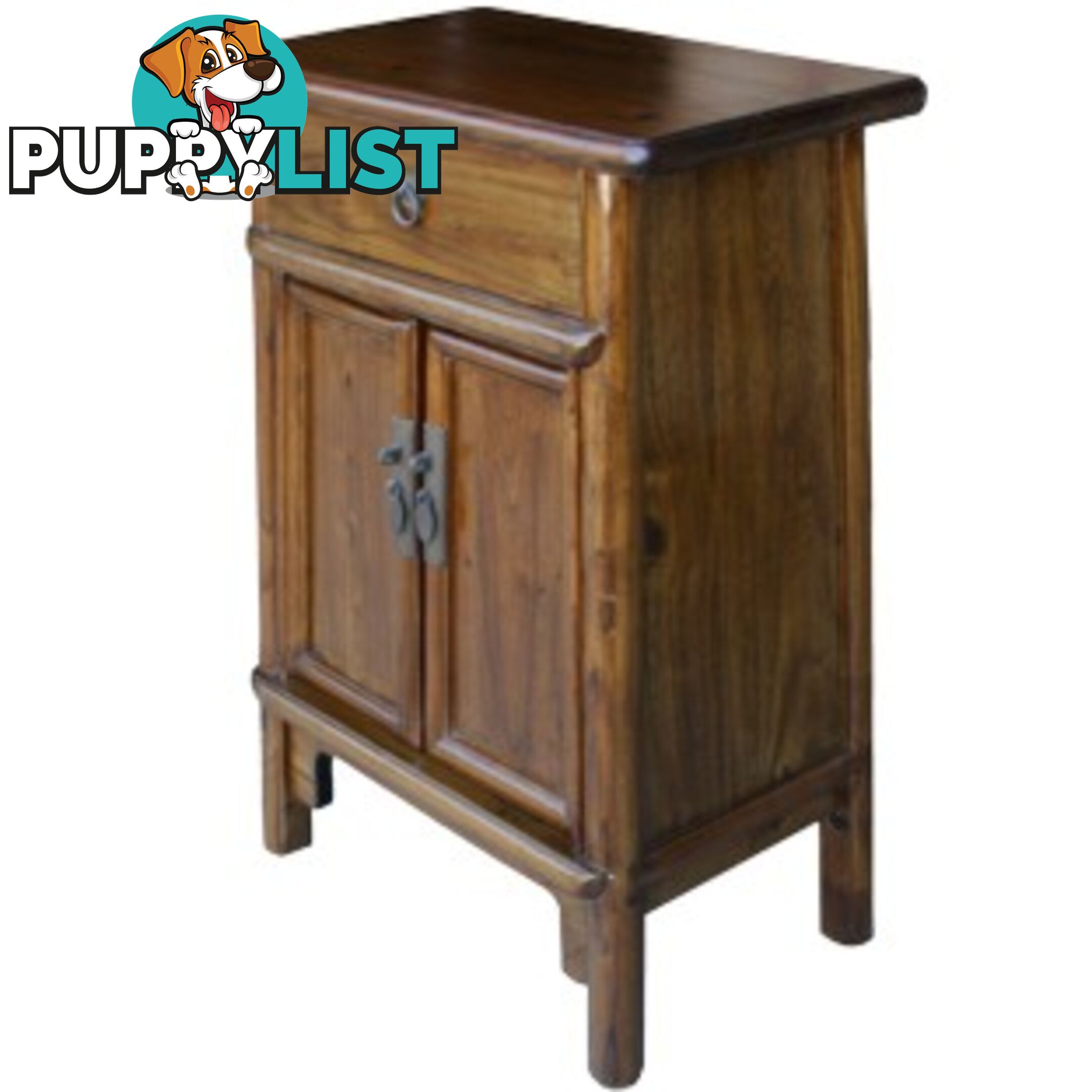 Brown Chinese Bedside Cabinet