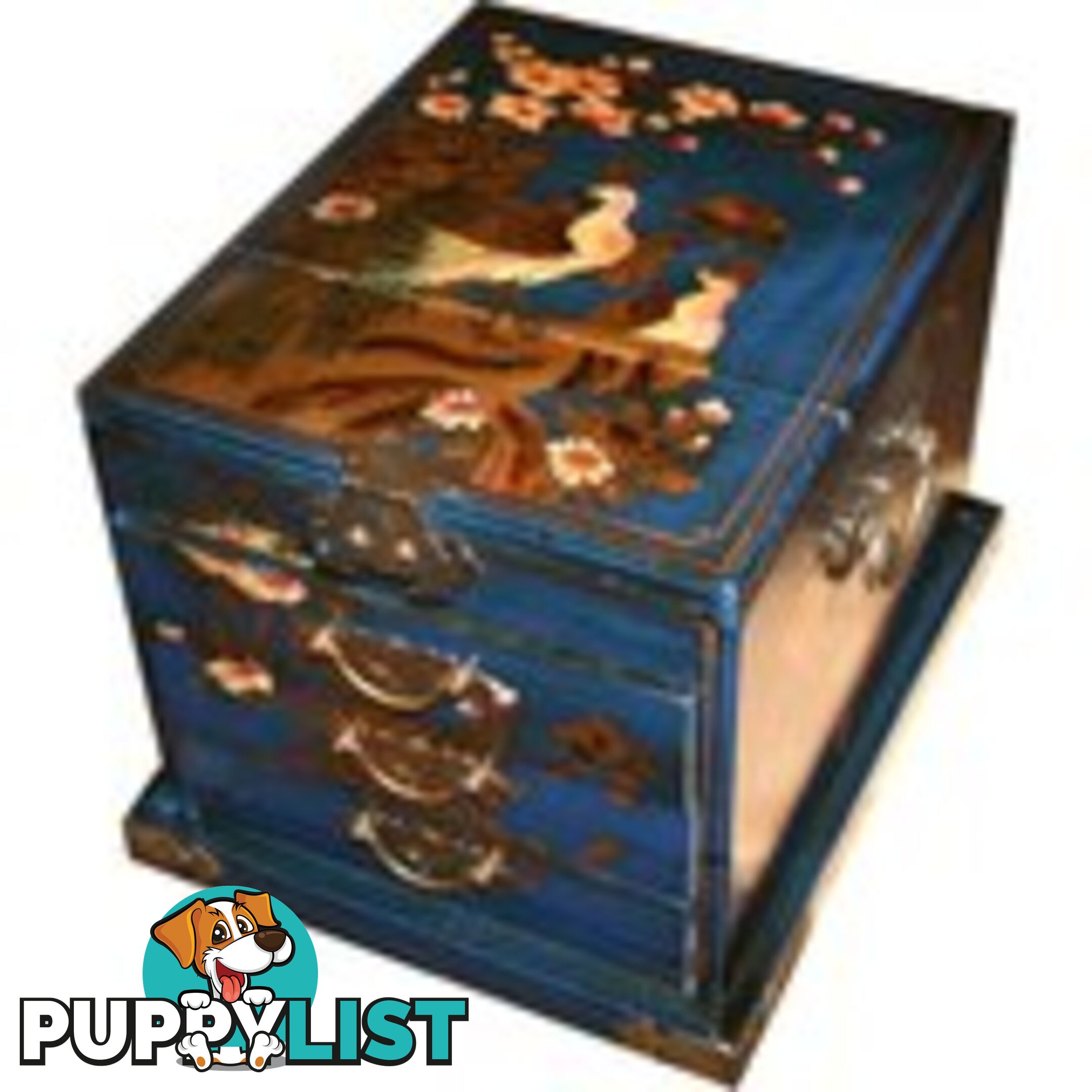 Blue Luxury Jewellery Box with Stand-Up Mirror